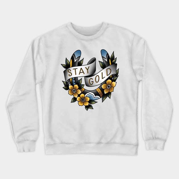 Stay Gold - Horseshoe - Traditional tattoo Crewneck Sweatshirt by ladyjrae